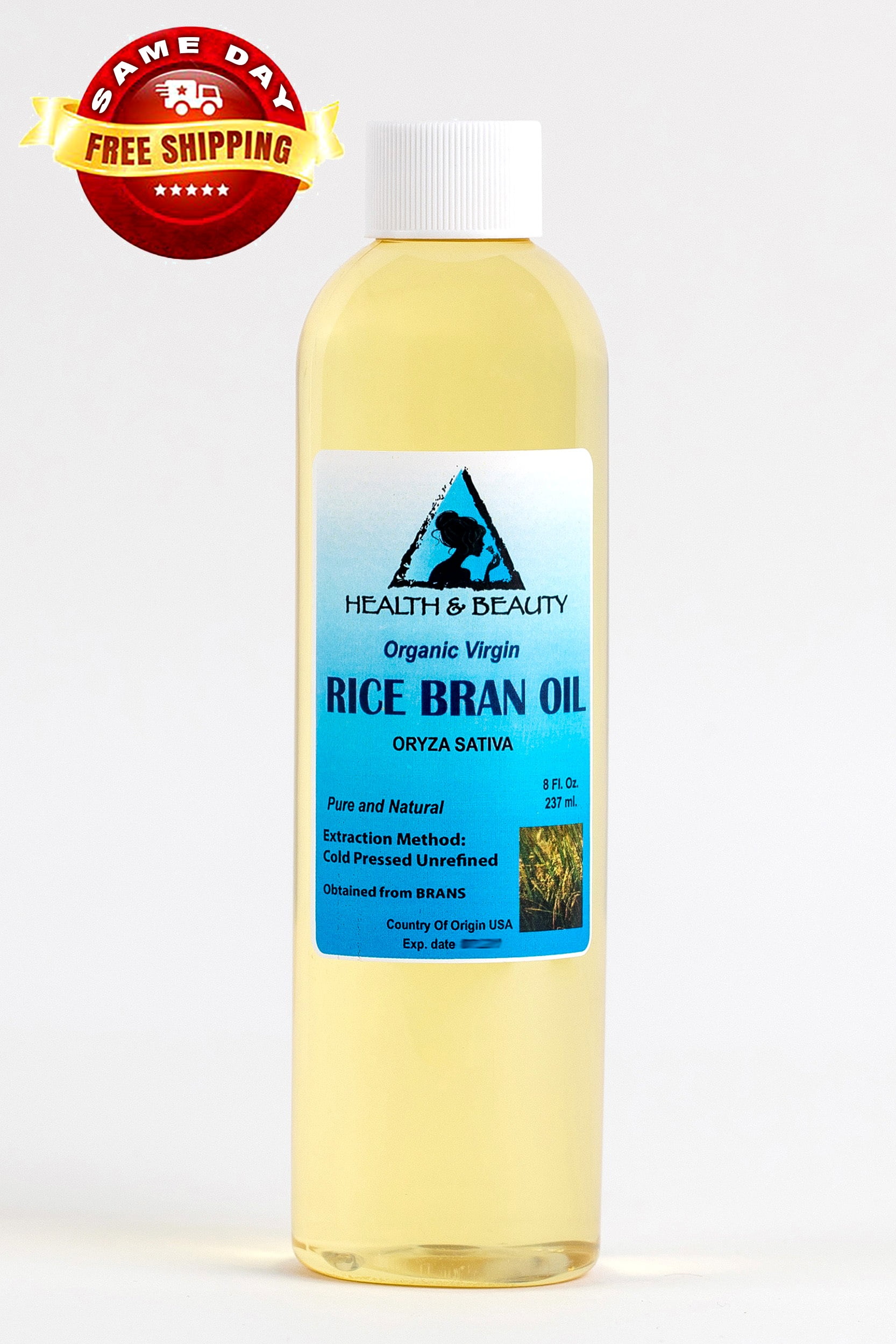 RICE BRAN OIL UNREFINED ORGANIC CARRIER COLD PRESSED VIRGIN RAW PURE 8 OZ