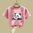 thumbnail image 6 of Cowsor Girls Panda Printed Short Sleeve Crewneck T Shirt Fun Casual Summer Top for 2-13 Years Old Outdoor Activity, 6 of 6