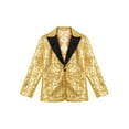 thumbnail image 3 of inlzdz Boys Sequins Slim Fit Formal Tuxedo Blazer Wedding Party Prom Homecoming Dressy Coat Jacket Gold 10, 3 of 7