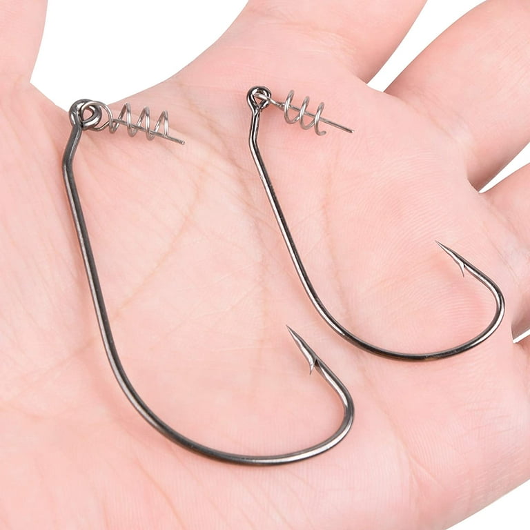  Twistlock Fishing Hooks,50pcs Worm Hooks with Centering Pin  Spring Unweighted Swimbait Hooks for Soft Plastic Lures Baits Bass Fishing  : Sports & Outdoors