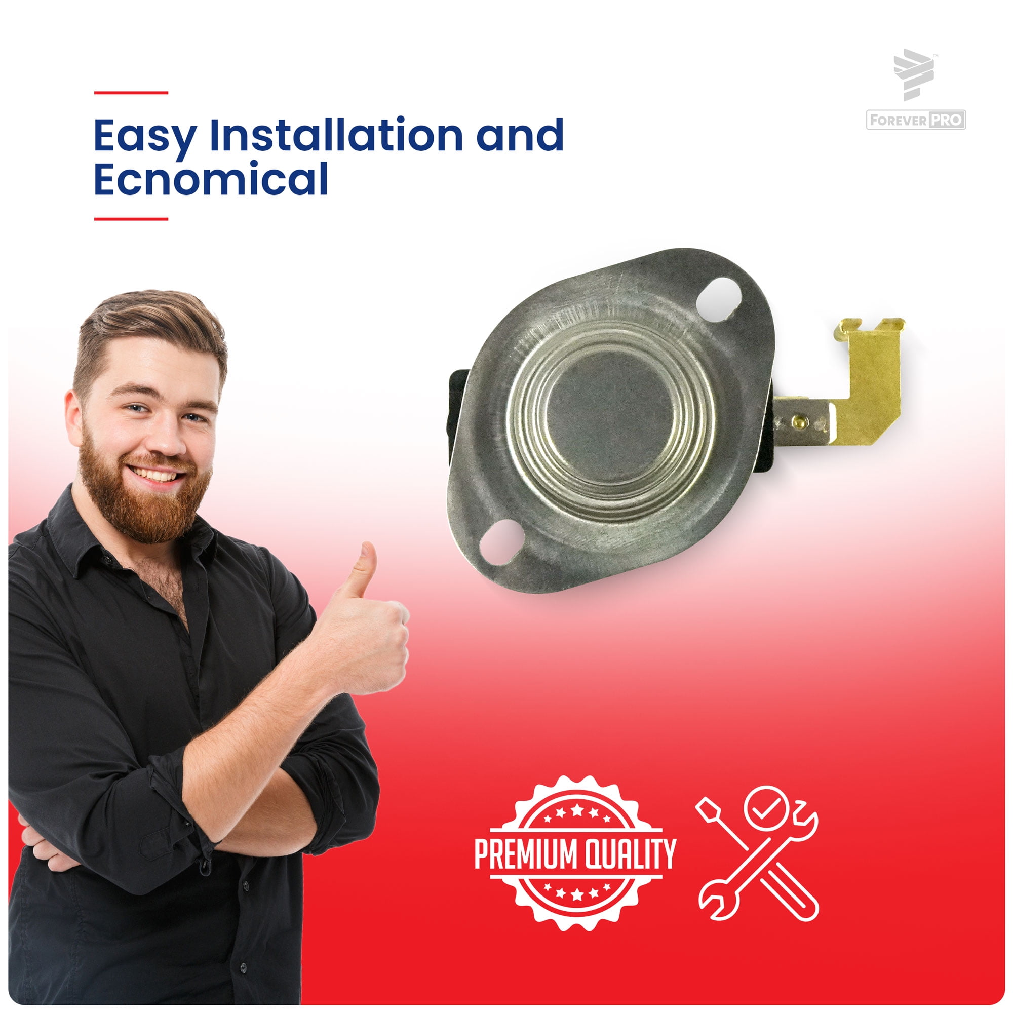 ForeverPRO WP3977767 Hi Limit Thermostat for Whirlpool Dryer 3977767 3399693 898078