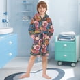 thumbnail image 5 of FORMRS Niños Bathrobe Unisex Hooded Robe Soft Plush Pajamas Sleepwear, Size 10-12T, Vibrant Blooming Flowers, 5 of 7