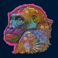 thumbnail image 2 of Colorful Neon Gorilla | Dean Russo Art Animal Lover Women's Standard V-Neck Tee, Navy, X-Large, 2 of 6