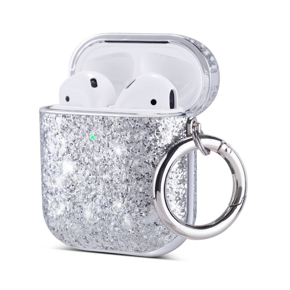 AirPods Case, ULAK Luxury Glitter Leather with Mirror Surface Plating Hard Cover,Shockproof