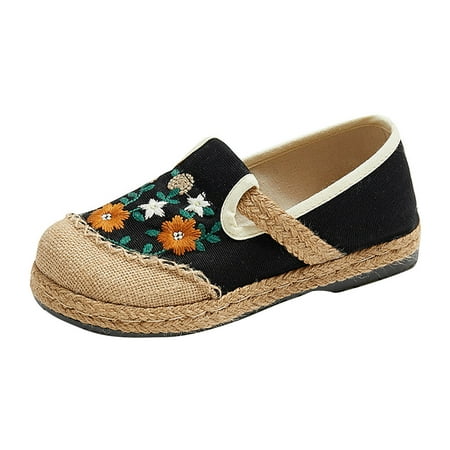 

Fesfesfes Women Shoes Round Toe Ethnic Style Embroidered Lightweight Shoes Soft Comfortable And Breathable Retro Shoes 37(5.5-6)