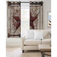 thumbnail image 2 of Country Star Blackout Curtains 96 Inch Length Vintage Dark Black Red Star Berry Beige Barn Gate Thermal Insulated Window Curtain Window Drapes 2 Panels for Bedroom Living Room 52"Wx96"L, 2 of 9