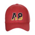 thumbnail image 2 of Daxton Two Tone Initial Letters Numbers Structured Baseball Hat, Red Hat, Personalize, 2 of 3