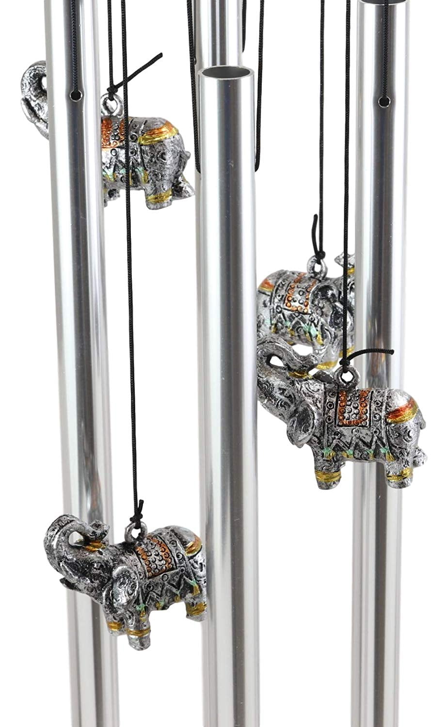 Feng Shui Thai Buddha Elephant In Filigree Art Figurine Crown Garden Wind Chime