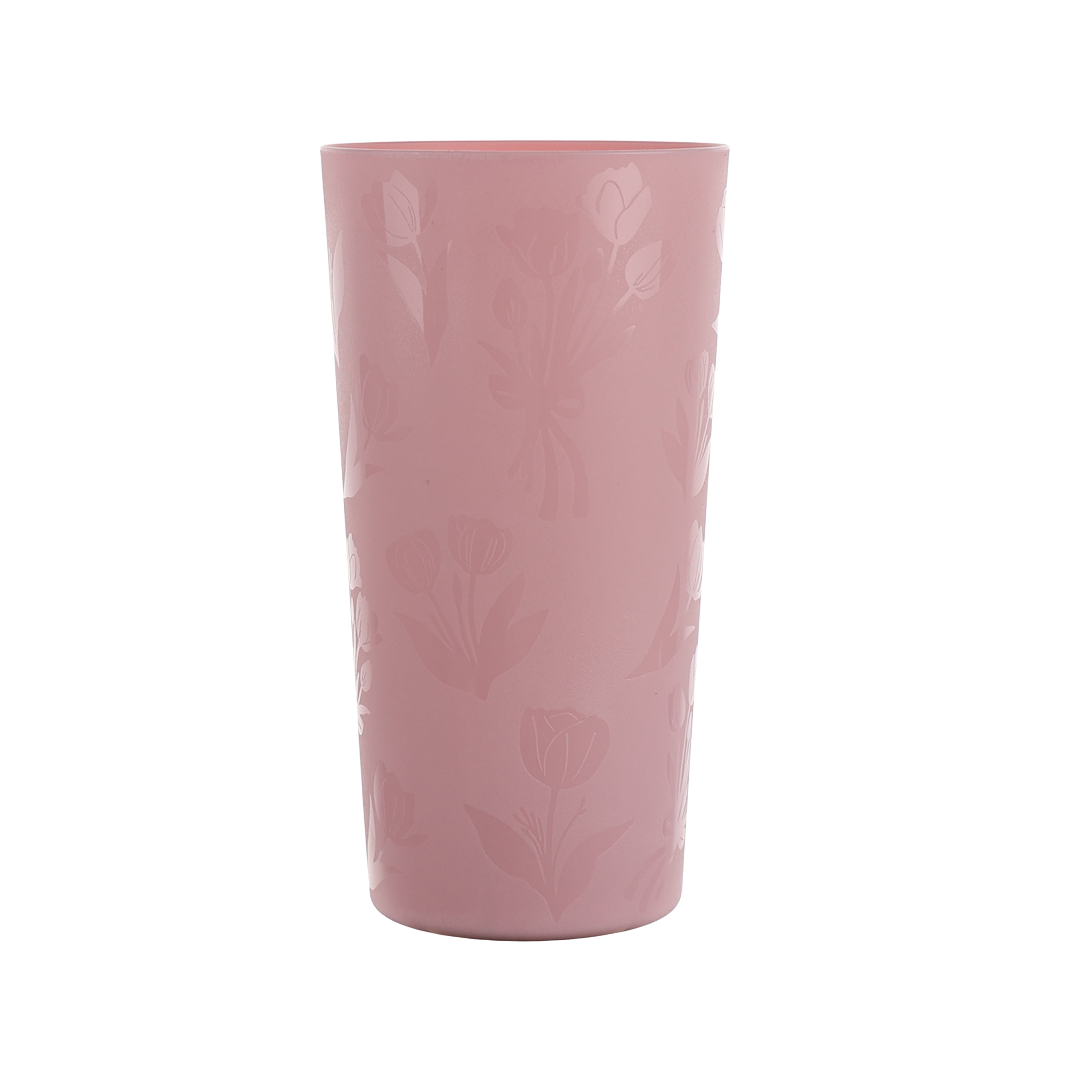Mainstays 30-Piece Pink Etched Flower Plastic Dinnerware Set, Includes 10 Plates, 10 Bowls, 10 Tumblers
