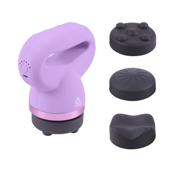 Reebok Deep-Rolling Shiatsu Massager, 4 Intensity Levels, 3 Massage Heads, Comfort Grip, Purply pink, Relieves Muscle Tension, Promotes Relaxation