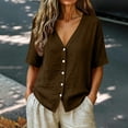 thumbnail image 3 of Xugsiok Womens Cardigan Sweaters Fashion Casual Solid Color V-Neck Button Down Short Sleeve Cover Up, 3 of 7