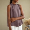 thumbnail image 4 of MOJOGO Tank Tops for Women Mock Neck Sleeveless Blouse Textured Cotton Linen Blend A Line Shirts Casual Office Summer Outfits, 4 of 6
