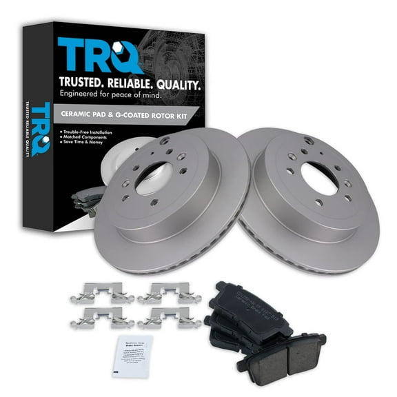 TRQ Rear Brake Pad & Rotor Kit Brake Pads Brake Rotor Ceramic Premium G-Coated Fits Select 2007-2012 Mazda CX-7