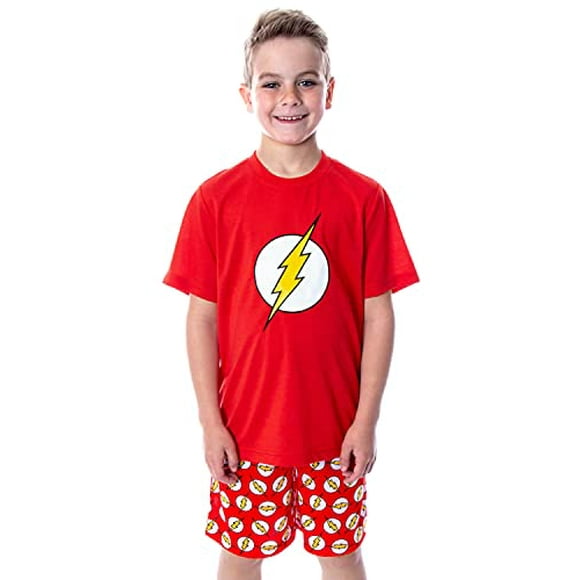 DC Comics Big Boys' le Logo Flash Chemise à Manches Courtes Pyjama Ensemble Court (6/7) Rouge