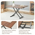 thumbnail image 5 of Height Adjustable Folding Table with X Shaped Metal Legs 43.3" Expandable Dining Table for Small Spaces Multi Position Coffee to Dining Table Walnut and Black, 5 of 9