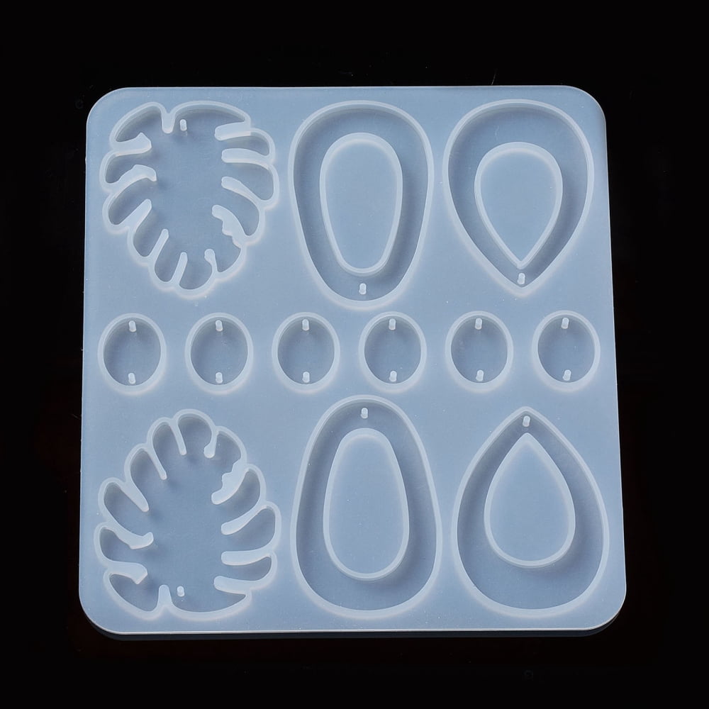 10pcs Earring Silicone Molds Resin Casting Molds For UV Resin Epoxy Resin Jewelry Making Mixed Shape White 120x130x4mm Hole: 1mm