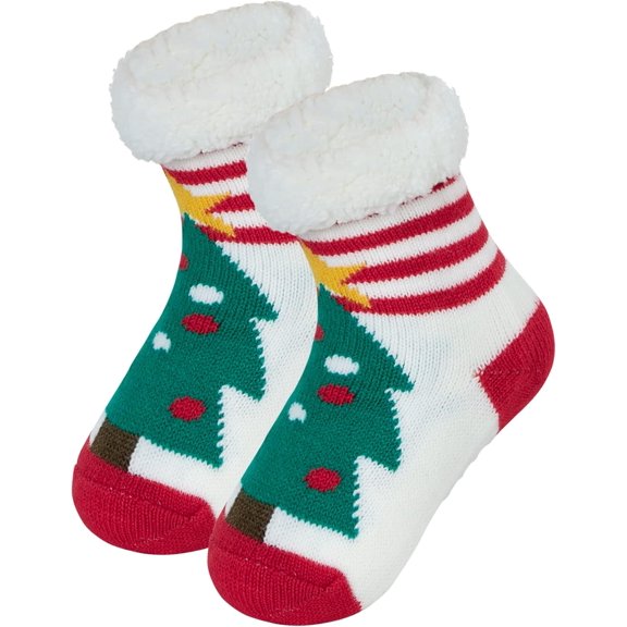 Toddler Girls Boys Christmas Socks with Grips Cotton kids Slipper Socks Baby Winter Non Slip Fuzzy Socks