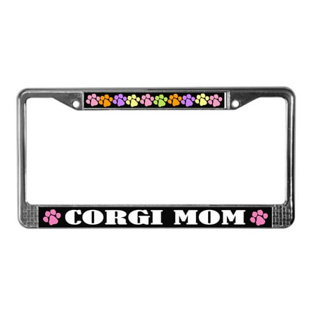 License Plate Holder Sports Mom CafePress - Corgi Mom License Plate Frame Gift - Chrome License Plate Frame, License Tag Holder ()