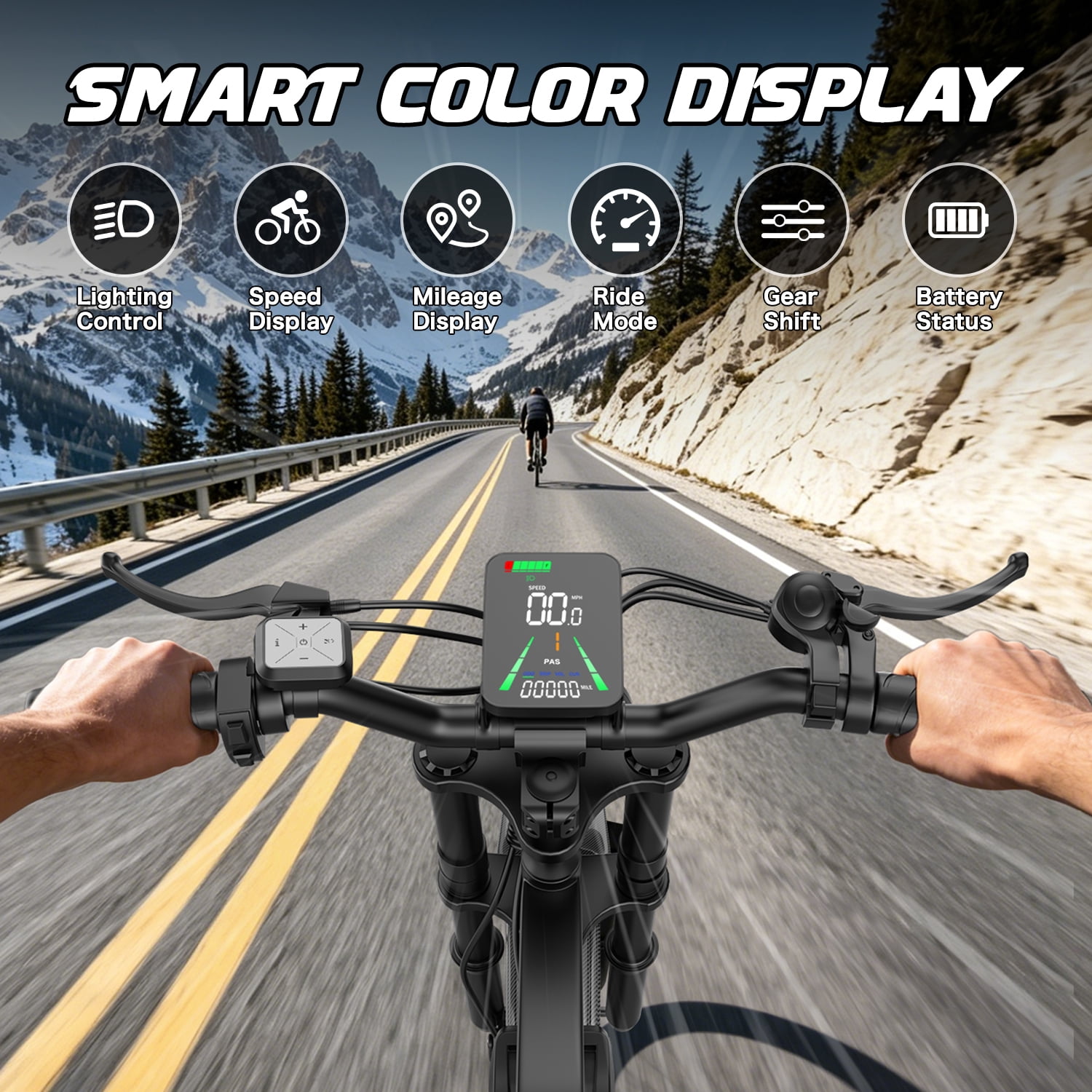 2500W Peak 750W Electric Bicycle 48V 25Ah, 20'' Fat Tire Mountain Ebike 37MPH 65Miles Range,7 Speeds, Removable Battery Adult Electric Bike UL2849