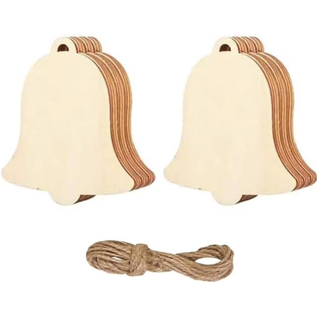 10 piezas de adornos de madera para árbol de Navidad en rodajas de madera Natural, adornos colgantes de madera en blanco, adornos colgantes para árbol de Navidad