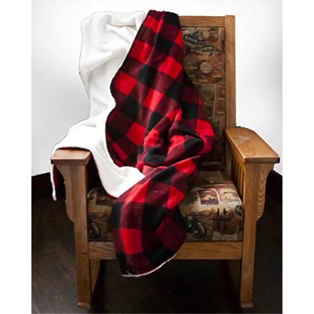 1i4 Group Outrageously Soft 50by60inch Reversible Velvet Berber Throw, Buffalo Plaid