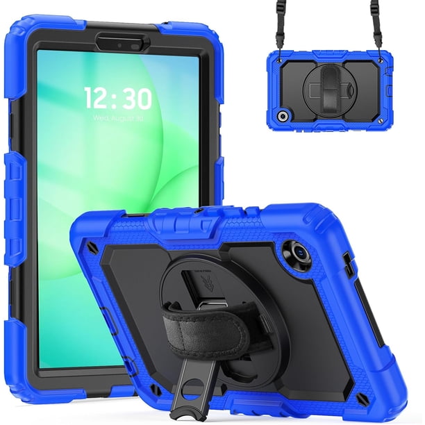 Funda para Samsung Galaxy Tab A11 de 8,7 pulgadas (2025) y Galaxy Tab A9 de 8,7 pulgadas (2023), resistente, a prueba de golpes, con soporte giratorio de 360° y correa de mano/bandolera