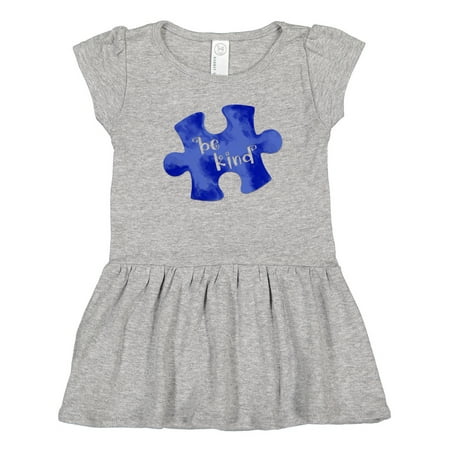 

Inktastic Autism Awareness Be Kind Dark Blue Puzzle Piece Gift Toddler Girl Dress
