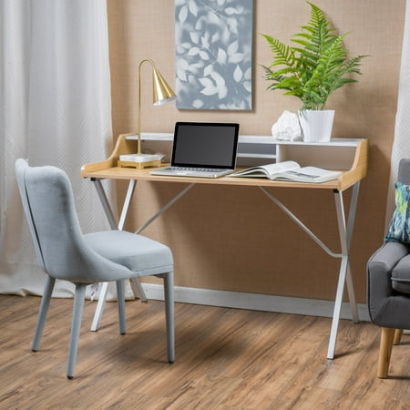 Alexandria Modern Faux Wood Computer Desk Oak And White Walmart Com