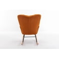 thumbnail image 6 of Teddy Fabric Rocking Chair, Nursery Glider with Solid Wood Rocking Base and Sturdy Metal Frame, Comfortable Seat for Nursery and Living Room, Caramel, 6 of 11