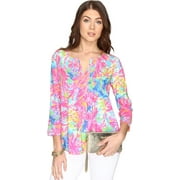 Lilly Pulitzer Women's Daylen Tunic Multi Palm Beach Coral Blouse Size Small