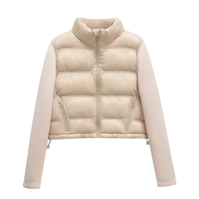 FAIWAD Womens Winter Cropped Puffer Jacket Long Sleeve Plus Size Puffy Coat Short Warm Quilted Jacket