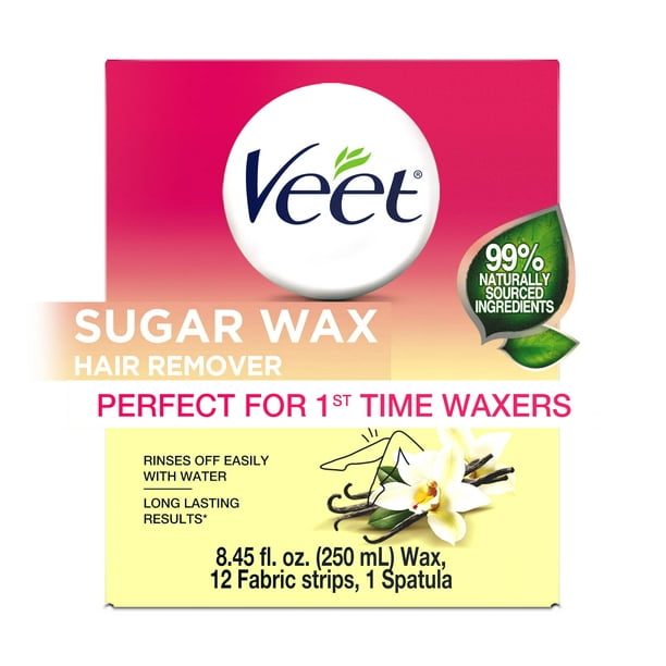 VEET® Sugar Wax Hair Remover - Perfect for first time waxers - Contains 12  Fabric Strips & 1 Spatula with a Temperature Indicator 