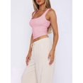 thumbnail image 5 of Women'S Sleeveless Square Neck Tank Top Double Layer Basic Crop Tops Summer Workout Casual Tops Pink S, 5 of 7