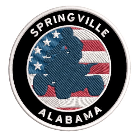 Springville, Alabama ATV / OHV American Flag 3.5 Inch Iron Or Sew On Embroidered Fabric Badge Patch Extreme Sports Iconic Series