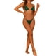 thumbnail image 2 of INSPIRAR CHIC Conjunto de Bikini de Triángulo de Leopardo para Mujeres 1 Pieza con Banda Ajustable en Cruz Traje de Baño Verde Esmeralda Grande, 2 of 5