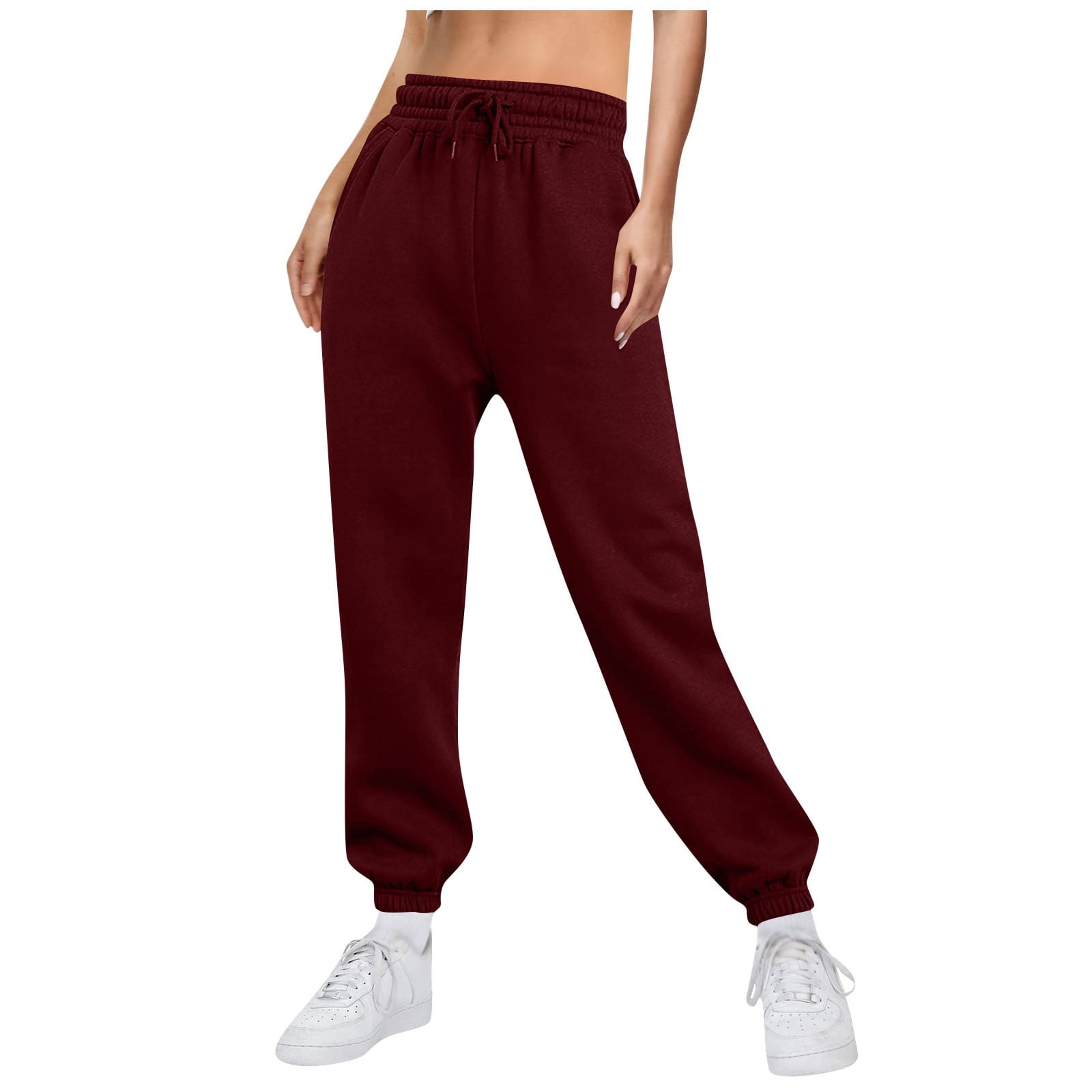  ALIMEIMEI Womens Sweatpants with Pockets Drawstring Elastic  Waistband Joggers Sweatpant Soft Sport Pants Workout Burgundy : Clothing,  Shoes & Jewelry