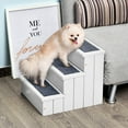 thumbnail image 6 of Noaman PawHut 3 Step Wooden Carpeted Non-Slip Pet Stairs Ramp for Cats and Small Dogs, 16" L x 17.5" D x 15" H, Supports Up to 65 lbs, White, 6 of 7