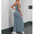 thumbnail image 6 of Uaswgudfs Sleeveless Vertical Stripe Midi Sundress - Summer Dresses for Women 2025 Casual Fitted Dress with Slim Straps & Structured Fit Light Blue M, 6 of 8