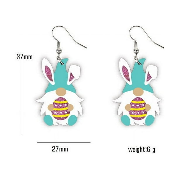 Pendientes asimétricos de Pascua, preciosos pendientes de orejas esmeriladas para regalar a una madre o a una niña.