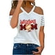 thumbnail image 1 of Blusa de manga corta con estampado de cuello en V informal para mujer con estilo Camiseta de verano con hombros descubiertos OAVQHLG3B Store  lin121212, 1 of 5