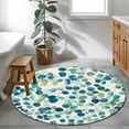 thumbnail image 4 of Area Rug 48in, Blue Green Eucalyptus Leaf Floor Carpet Living Room Rug, Watercolor Leaves Seamless Non-Slip Welcome Mat Indoor Rugs for Bedroom Dining Room, 4 of 9