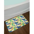 thumbnail image 2 of Tropical Bath Mat, Abstract Motifs Exotic Pinnation Leaves Zigzags Circles Palmate Botanical Print, Plush Bathroom Decor Mat with Non Slip Backing, 29.5" X 17.5", Multicolor, by Ambesonne, 2 of 2