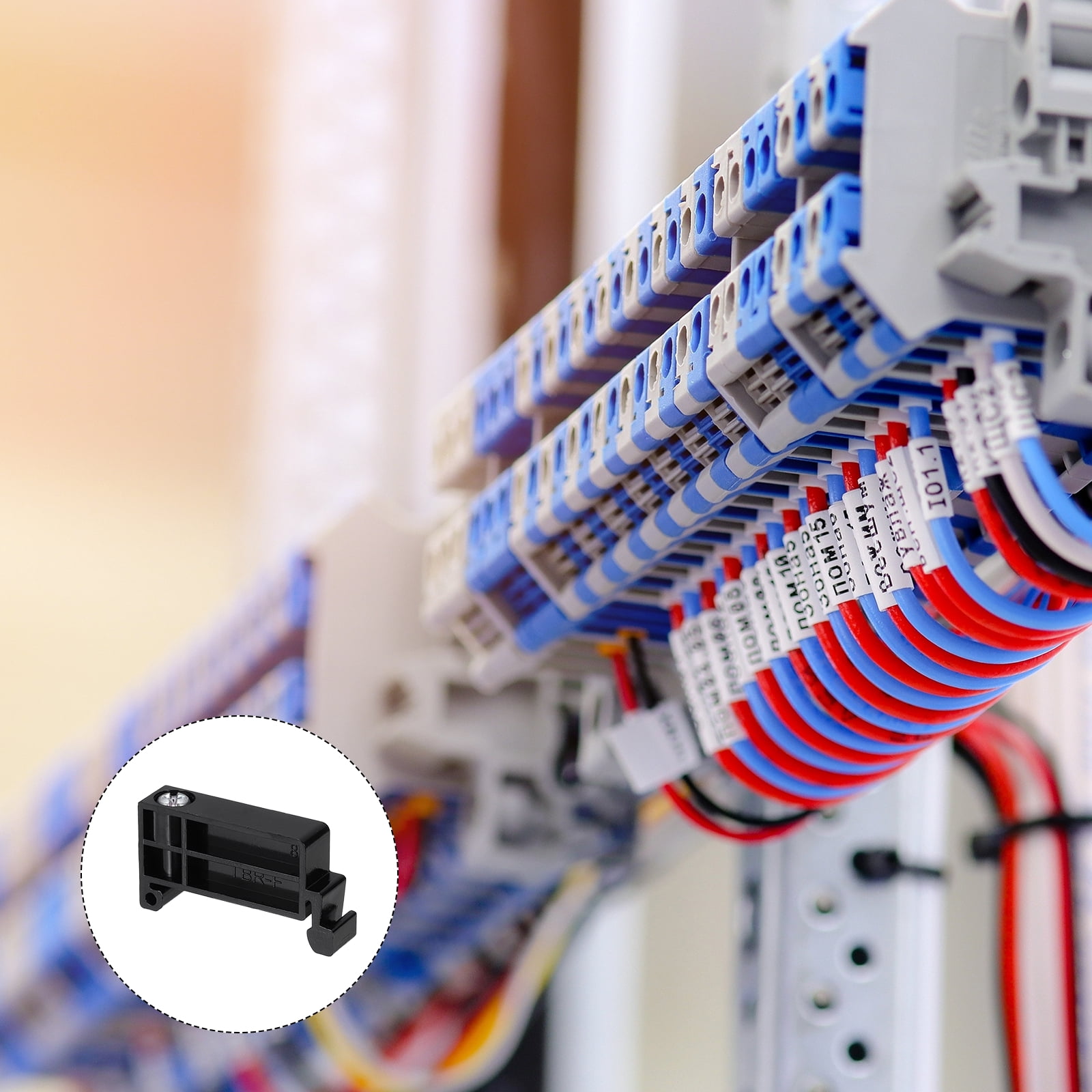 Uxcell Terminal Blocks 80 Pack TBR-F Rail Mount Fuse Holder Screw Terminal Block Wire End Bracket Stopper Din Rail Screw for DIY Electronic Circuits Machine Appliances, Black