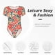 thumbnail image 4 of Balery Small Coral Red Flowers Body de cuello redondo de manga corta para mujer Tops de manga corta Tops básicos-XX-Large, 4 of 7