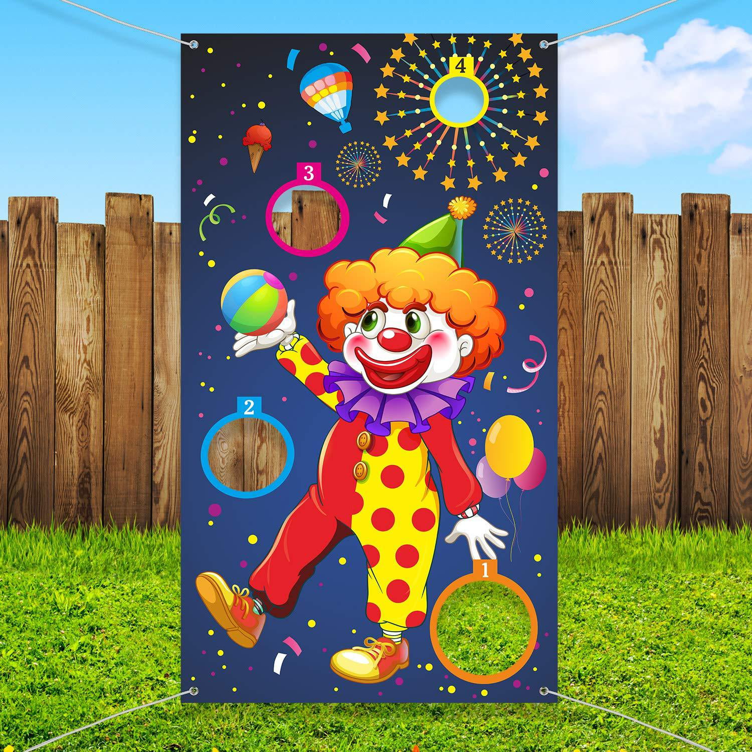 Details about   Outus Carnival Toss Games Clown Banner with 3 Bean Bags Circus Bean Bag Toss ...