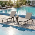 thumbnail image 1 of YUSAZENS 2 Chaises Longues de Patio en Textile avec Table d'Appoint, Chaises Longues à Dossier Réglable sur Roulettes pour Usage Extérieur - Brun, 1 of 6