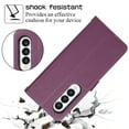 thumbnail image 6 of Crossbody Wallet Case for Samsung Galaxy Z Fold3 Chain Lanyard & Wrist Hand Strap Case with Card Slots Zipper Pocket Kickstand, Premium PU Leather Magnetic Clasp Shockproof Cover, Darkpurple, 6 of 9