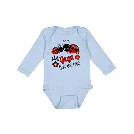 

Inktastic My Yaya Loves Me with Cute Ladybugs Boys or Girls Long Sleeve Baby Bodysuit