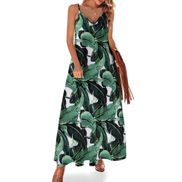 Vestido sin mangas de hoja de plátano, vestido de noche para mujer, vestidos formales para ocasiones especiales, vestido suelto para mujer