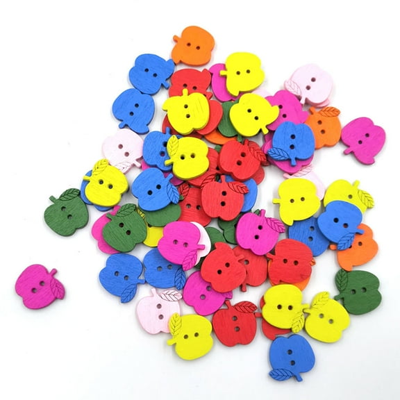 IMIKEYA 100 Pcs Small Apples Crafts Colored Buttons for Sewing and Scrapbooking (Colorful)